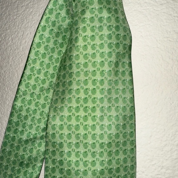 Fendi green printed silk mens tie made in Italy - Picture 4 of 8